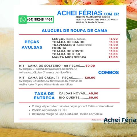 Aluguel de roupa de cama em Caldas Novas